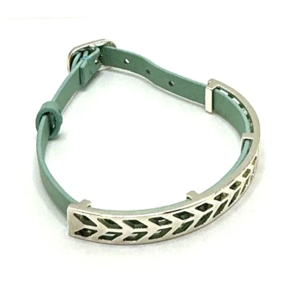 STELLA & DOT Blue Leather Wrap Bracelet Inspirational BELIEVE Statement 8